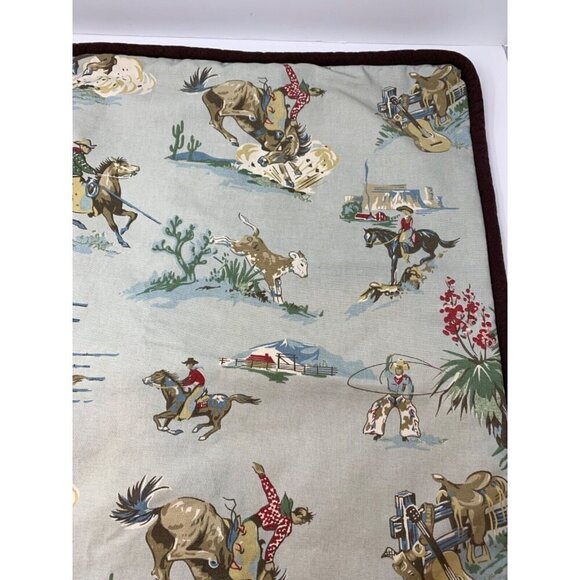 Western Cowboy Rodeo Pillow Cover Sham Handmade Vintage Horse Boy Nursery 26" - Picture 7 of 14